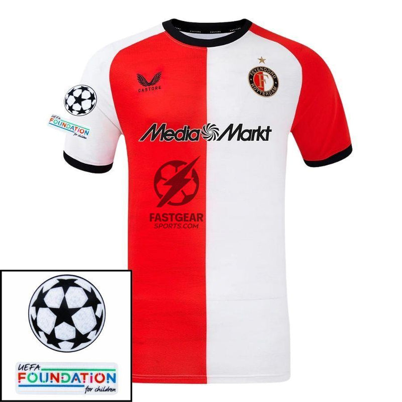 Feyenoord Home 2024/25 Patches UCL UEFA Foundation (Official Printing)