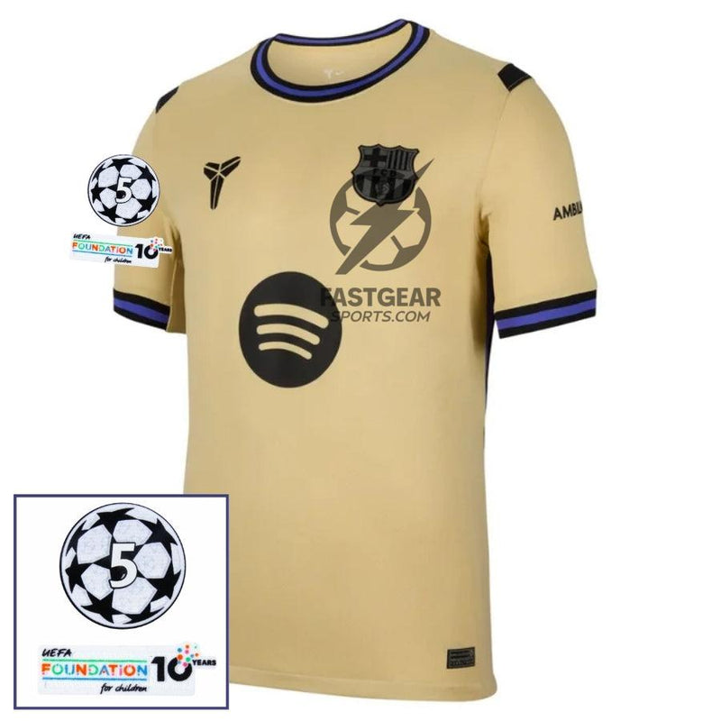 Barcelona Third Fan Jersey 2025/26 Patches UCL + 10th Anniversary UEFA Foundation