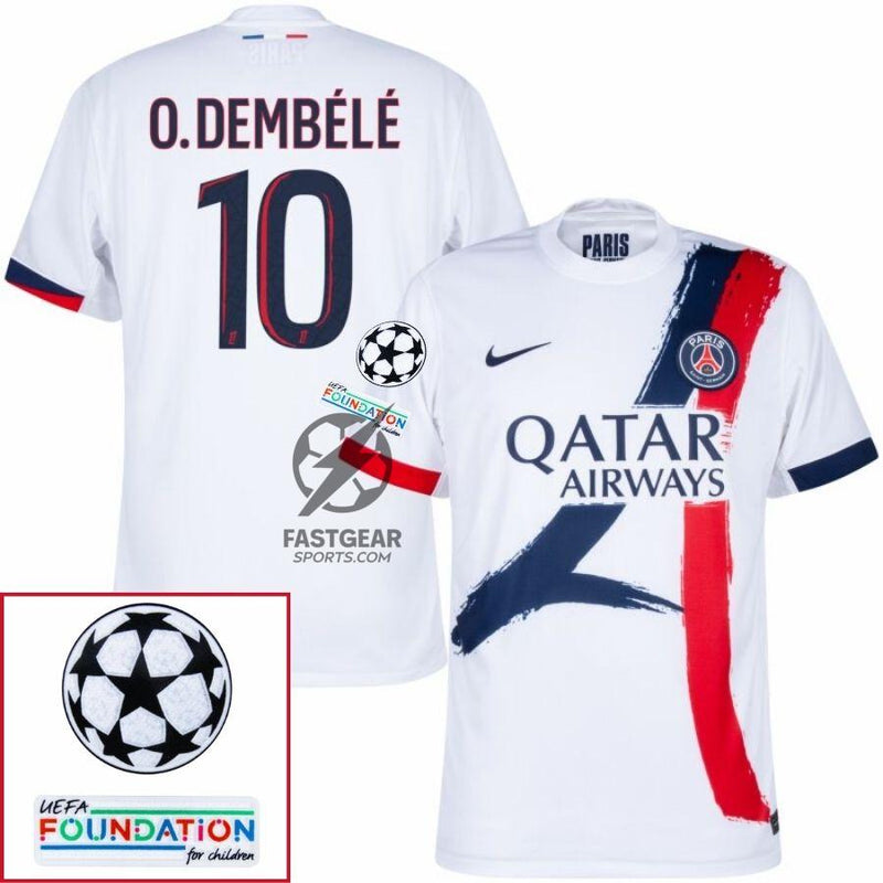 Paris Saint-Germain Fan Jersey Away 2024/25 Patches UCL UEFA Foundation (Official Printing)