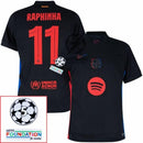 Barcelona Raphinha 11 Away 2024/25 Patches UCL UEFA Foundation (Official Printing)