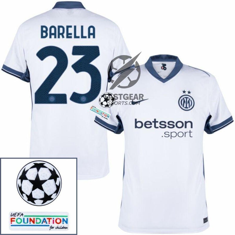 Inter Milan Barella 23 Away 2024/25 Patches UCL UEFA Foundation (Official Printing)