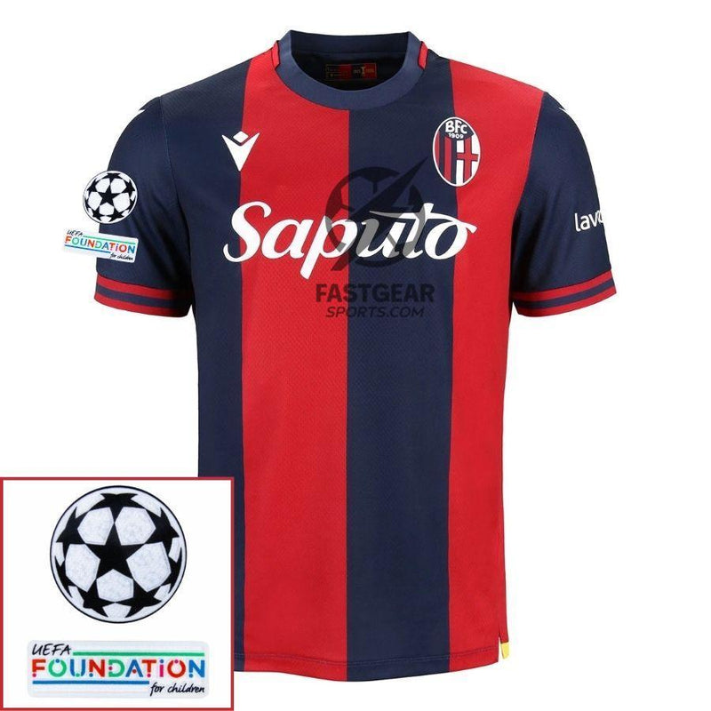 Bologna Home Fan Jersey 2024/25 Patches UCL UEFA Foundation (Official Printing)