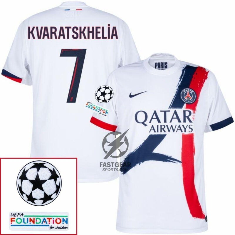 Paris Saint-Germain Fan Jersey Away 2024/25 Patches UCL UEFA Foundation (Official Printing)