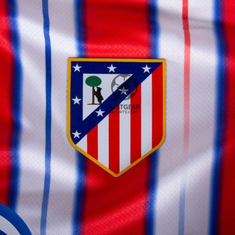 Atlético Madrid Julián Alvarez 19 Home Fan Jersey 2024/25 Patches UCL UEFA Foundation (Official Printing)