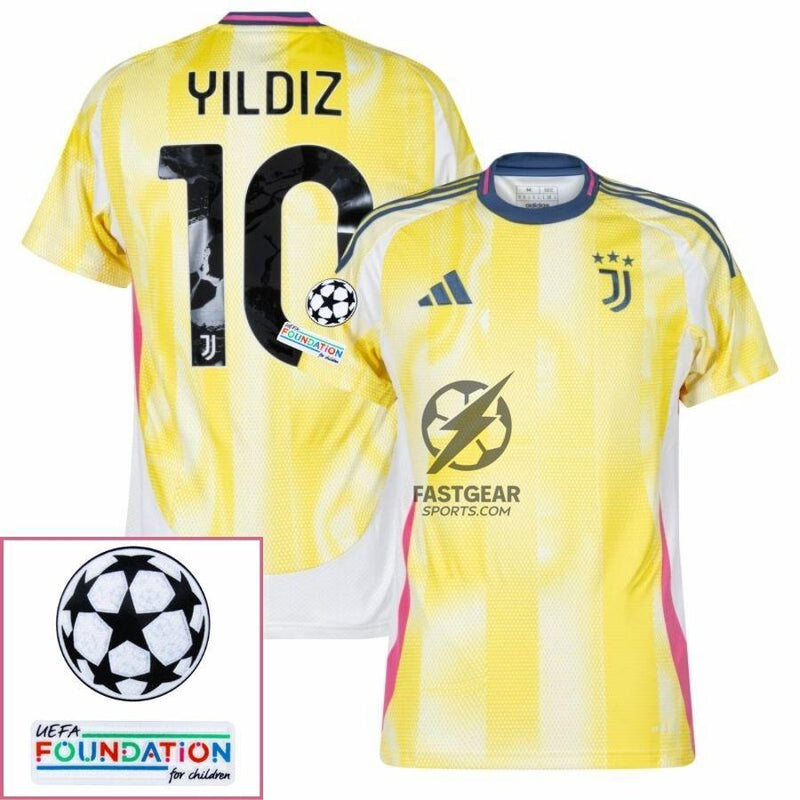 Juventus Away 2024/25 Patches UCL UEFA Foundation (Official Printing)