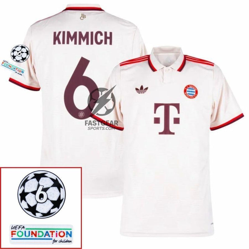 Bayern München Kimmich 6 Third Fan Jersey 2024/25 Patches UCL UEFA Foundation (Official Printing)