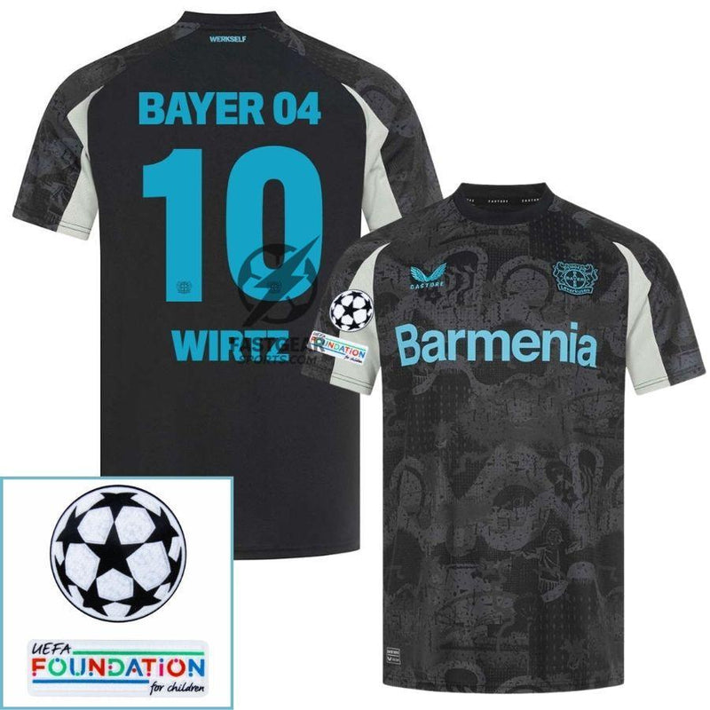 Bayer 04 Leverkusen Third Fan Jersey 2024/25 Patches UCL UEFA Foundation (Official Printing)