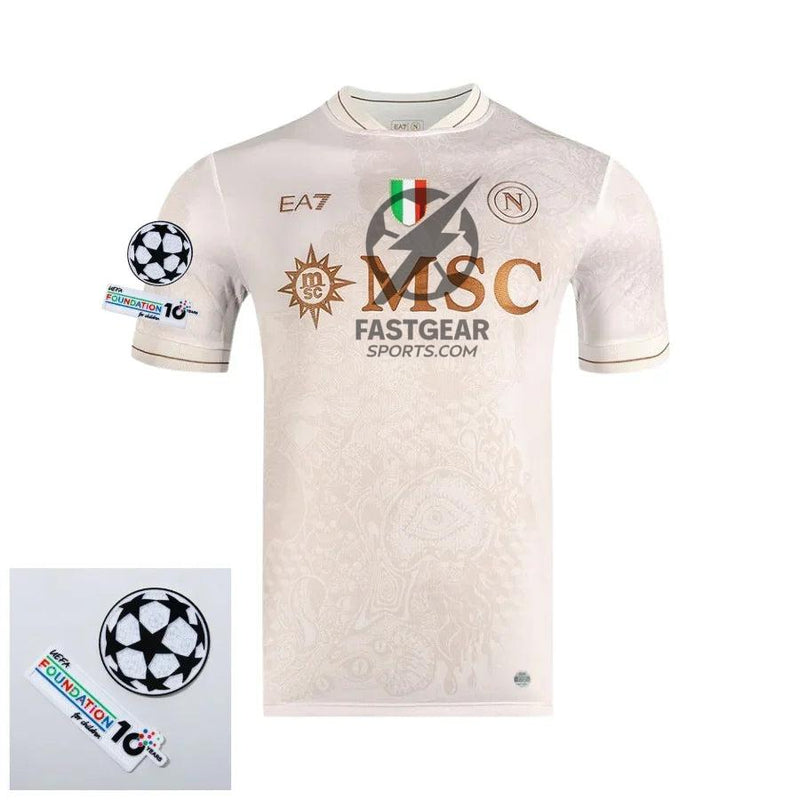Napoli Away Fan Jersey 2025/26 Patches UCL + 10th Anniversary UEFA.