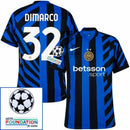 Inter Milan Dimarco 32 Home 2024/25 Patches UCL UEFA Foundation (Official Printing)