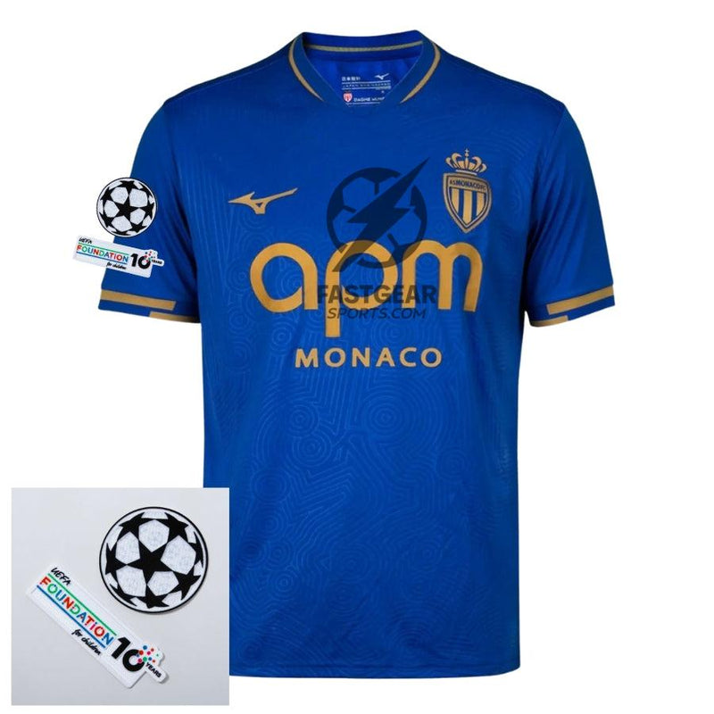 Monaco Away Fan Jersey 2025/26 Patches UCL + 10th Anniversary UEFA Foundation