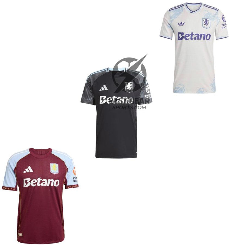 Aston Villa Home, Away and Third Kit 3 Fan Jersey Shirt 2025/26