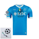 Napoli Home Fan Jersey 2025/26 Patches UCL + 10th Anniversary UEFA.