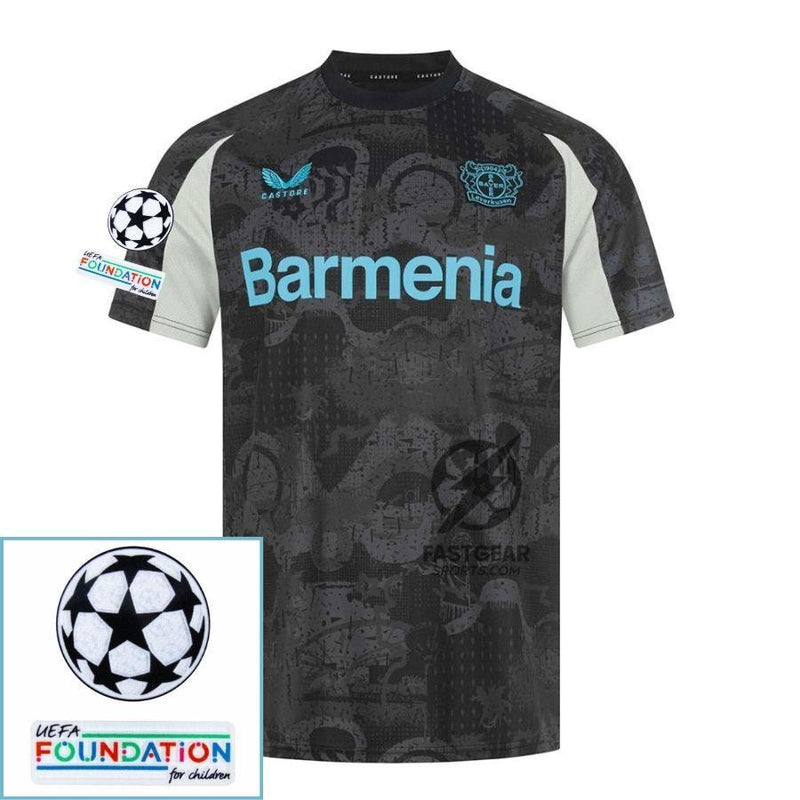 Bayer 04 Leverkusen Wirtz 10 Third Fan Jersey 2024/25 Patches UCL UEFA Foundation (Official Printing)