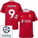 Liverpool Darwin 9 Home 2024/25 Patches UCL UEFA Foundation (Official Printing)