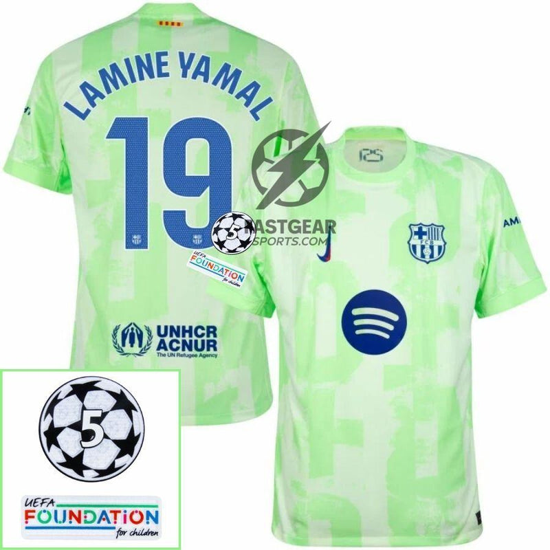 Barcelona Lamine Yamal 19 Third 2024/25 Patches UCL UEFA Foundation (Official Printing)