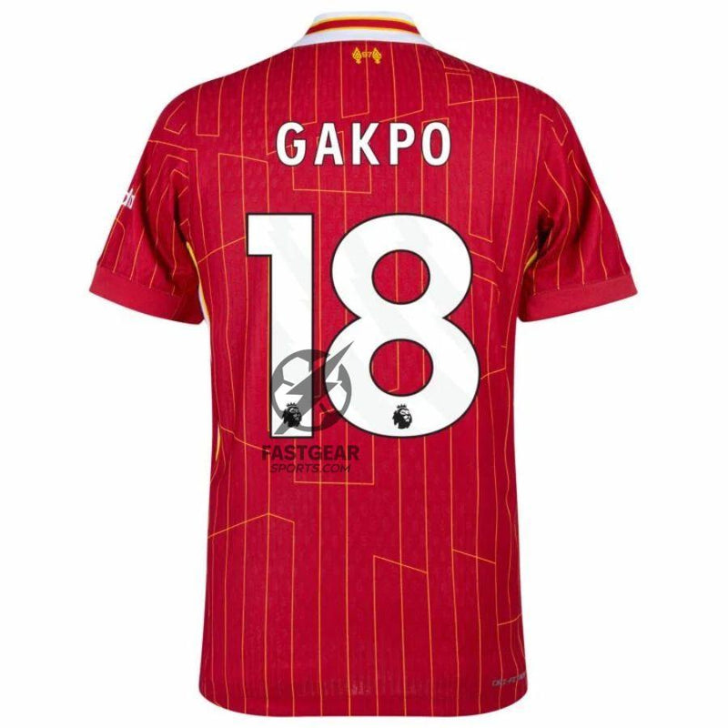 Liverpool Gakpo 18 Home 2024/25 Patches UCL UEFA Foundation (Official Printing)