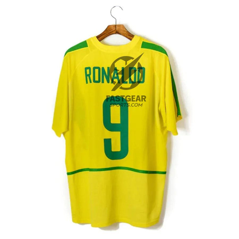 Ronaldo 9 Brazil Home Retro 2002 World Cup Ronaldo Ronaldinho Rivaldo