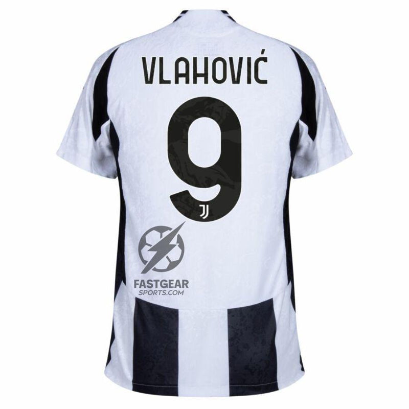 Juventus Vlahovic 9 Home 2024/25 Patches UCL UEFA Foundation (Official Printing)