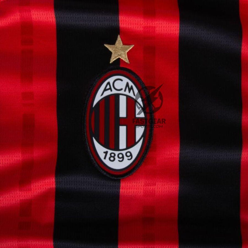 AC Milan Ronaldinho 80 Home Fan Jersey 2024/25 Patches UCL UEFA Foundation (Official Printing)