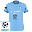 Manchester City Home 2024/25 Patches UCL UEFA Foundation (Official Printing)