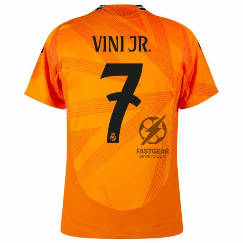Real Madrid Vini JR. 7 Away Fan Jersey 2024/25 Patches UCL UEFA Foundation (Official Printing)