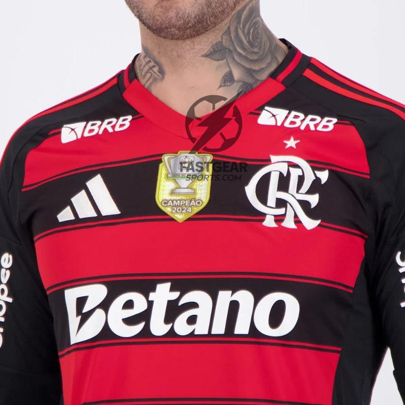 Flamengo Home Fan Jersey 2025/26 Patch and Sponsorships Official Printing