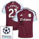 Aston Villa Marco Asensio 21 Home Fan Jersey 2024/25 Patches UCL UEFA Foundation (Official Printing)