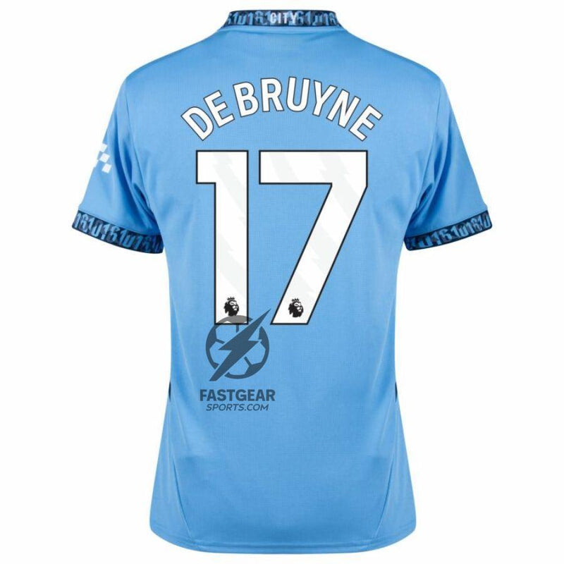 Manchester City De Bruyne 17 Home 2024/25 Patches UCL UEFA Foundation (Official Printing)