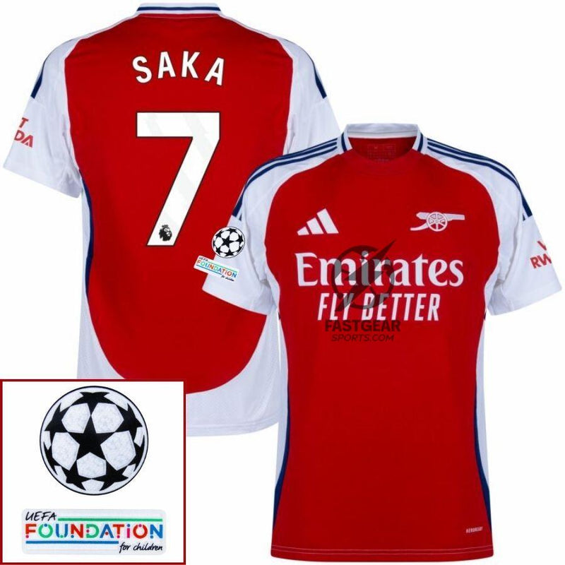 Arsenal Home Fan Jersey 2024/25 Patches UCL UEFA Foundation (Official Printing)