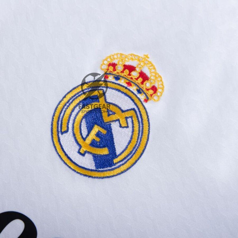 Real Madrid Bellingham 5 Home Fan Jersey Long Sleeve 2024/25 Patches UCL UEFA Foundation (Official Printing)
