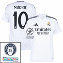 Real Madrid Modric 10 Home Fan Jersey 2024/25 Patches UCL UEFA Foundation (Official Printing)