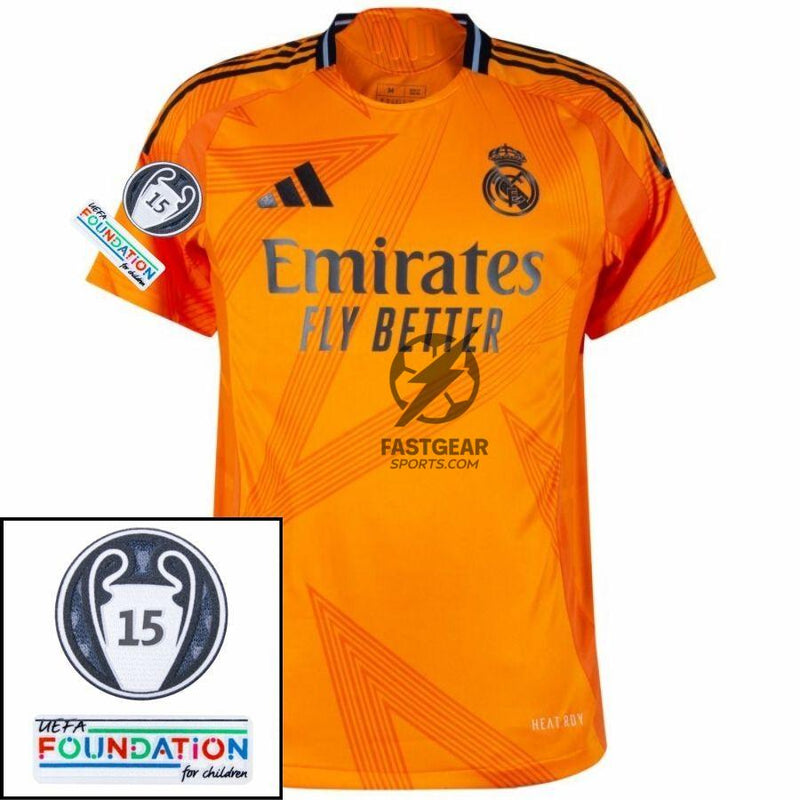 Real Madrid Mbappé 9 Away Fan Jersey 2024/25 Patches UCL UEFA Foundation (Official Printing)