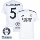 Real Madrid Bellingham 5 Home Fan Jersey 2024/25 Patches UCL UEFA Foundation (Official Printing)