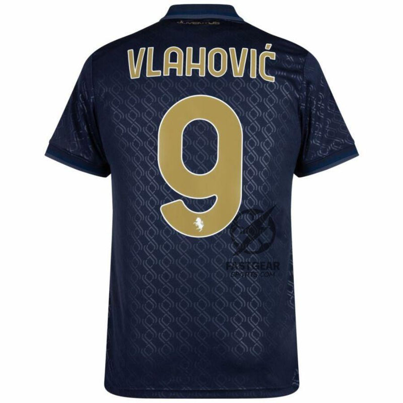 Juventus Vlahovic 9 Third 2024/25 Patches UCL UEFA Foundation (Official Printing)