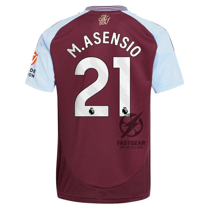Aston Villa Marco Asensio 21 Home Fan Jersey 2024/25 Patches UCL UEFA Foundation (Official Printing)