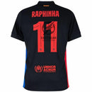 Barcelona Raphinha 11 Away Fan Jersey 2024/25 Patches UCL UEFA Foundation (Official Printing)
