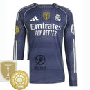 Real Madrid Away Long Sleeve Fan Jersey 2025/26 - Patch 2025 Club World Cup + FIFA Intercontinental Champions