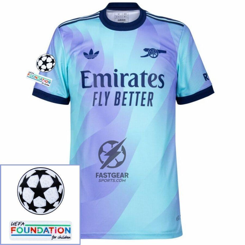 Arsenal Ødegaard 8 Third Fan Jersey 2024/25 Patches UCL UEFA Foundation (Official Printing)