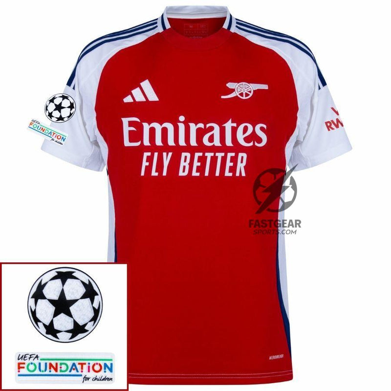 Arsenal Home Fan Jersey 2024/25 Patches UCL UEFA Foundation (Official Printing)