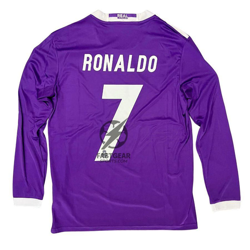 Real Madrid  Cristiano Ronaldo Away Retro 2016-17 Patches UCL UEFA Respect Final World (Official Printing)