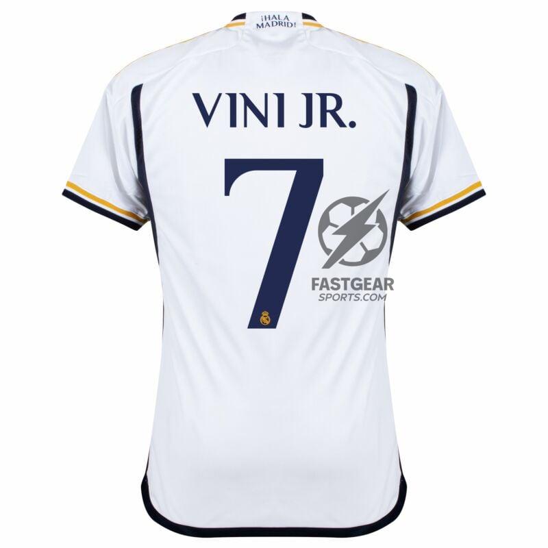 Real Madrid Home Fan Jersey 2023/24 Vini Jr. 7 Patch FIFA WCC Patch UCL UEFA Foundation Patches