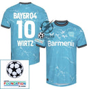 Bayer 04 Leverkusen Wirtz 10 Third Fan Jersey 2024/25 Patches UCL UEFA Foundation (Official Printing)