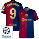 Barcelona Lewandowski 9 Home 2024/25 Patches UCL UEFA Foundation (Official Printing)