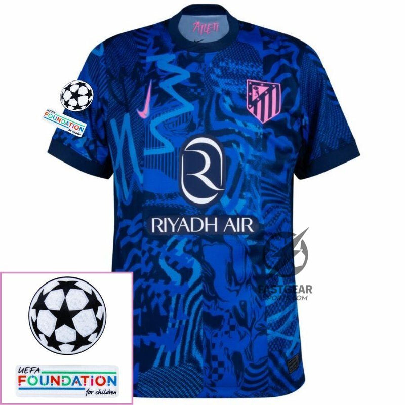 Atlético Madrid Julián Alvarez 19 Third Fan Jersey 2024/25 Patches UCL UEFA Foundation (Official Printing)