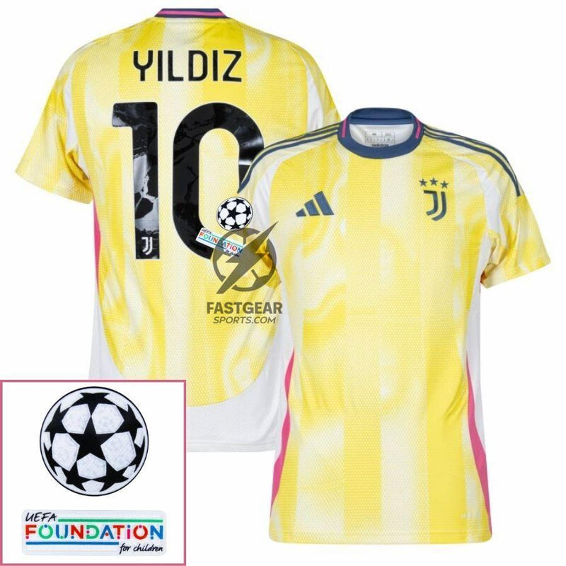 Juventus Yldiz 10 Away 2024/25 Patches UCL UEFA Foundation (Official Printing)