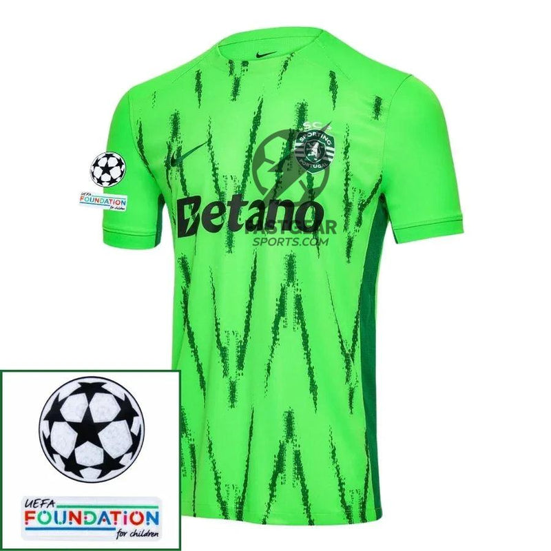 Sporting CP Fan Jersey Fourth 2024/25 Patches UCL UEFA Foundation (Official Printing)