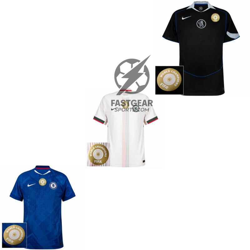 Chelsea Home, Away and Third Kit 3 Fan Jersey Shirt 2025/26 FIFA World Champions Badge