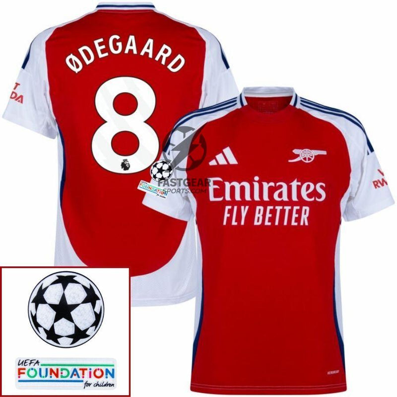 Arsenal Home Fan Jersey 2024/25 Patches UCL UEFA Foundation (Official Printing)