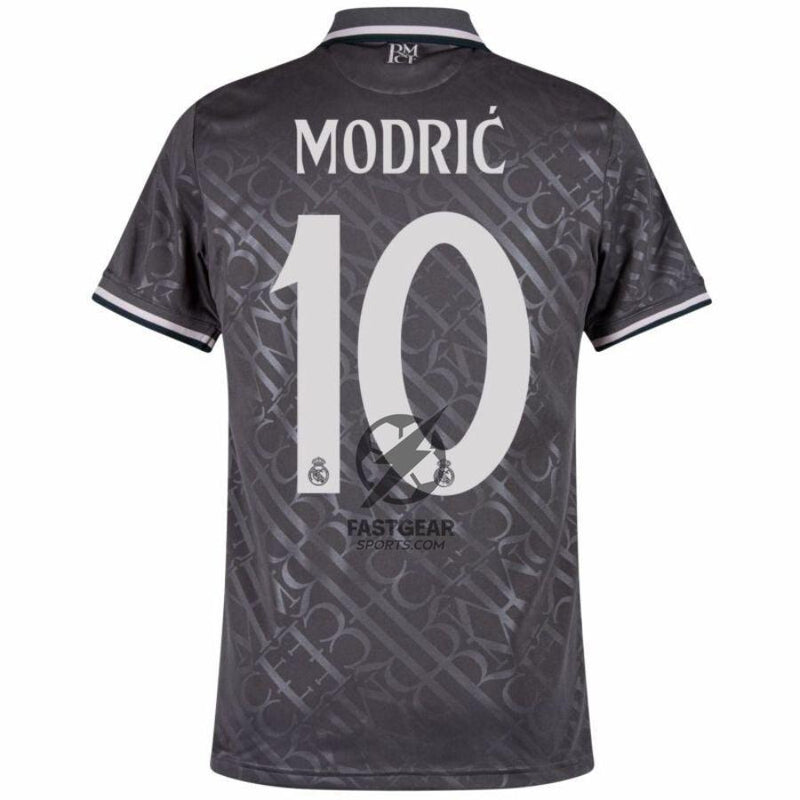 Real Madrid Modric 10 Third Fan Jersey 2024/25 Patches UCL UEFA Foundation (Official Printing)