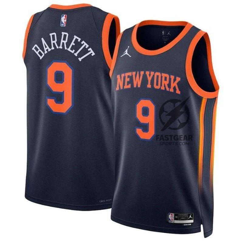 RJ Barrett New York Knicks 2023 NBA Jersey - Statement Edition - Navy